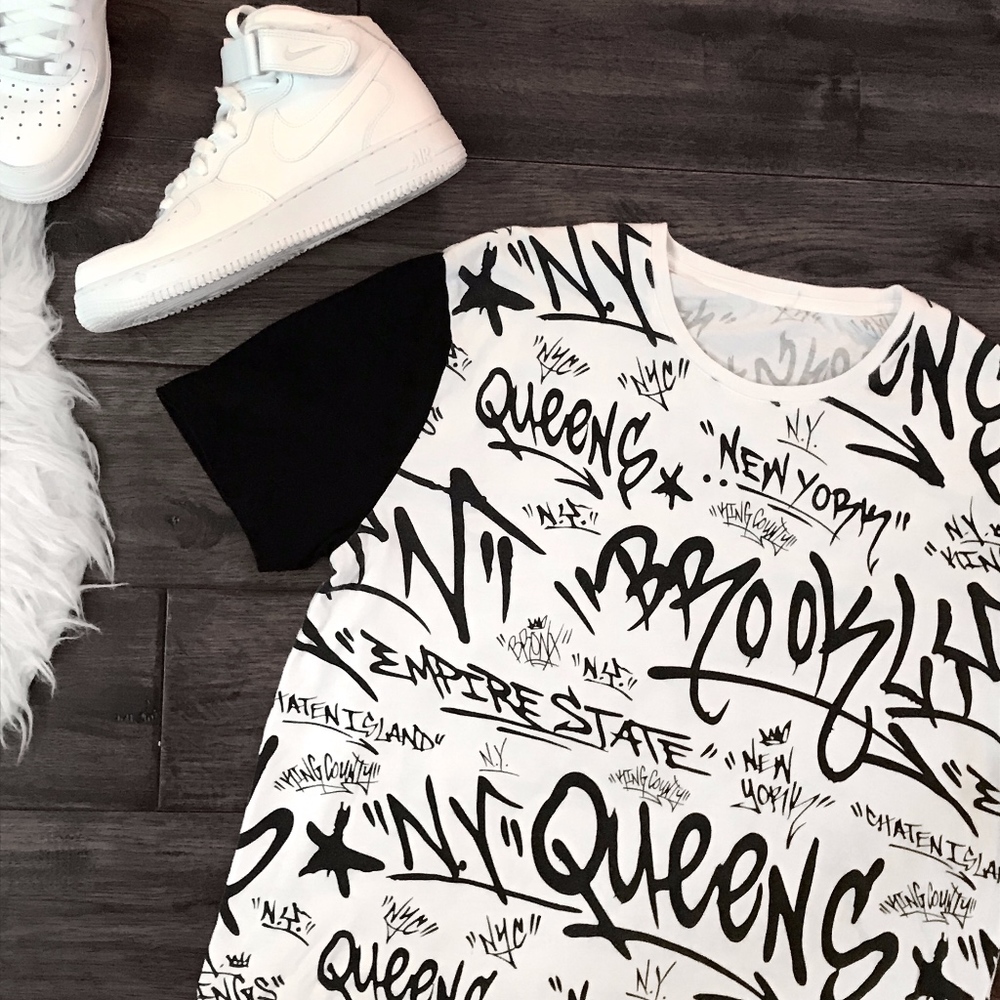Men's New York, NY Graphic Black & White T-Shirt